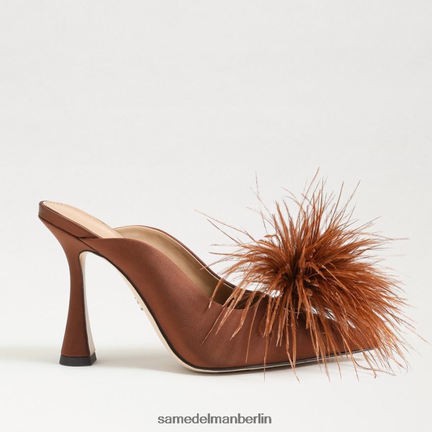 Sam Edelman Anthony-Feder-Mule-Pumpe Frauen Kakaobrauner Satin Schuhwerk 2P8JNV726 - Image 2