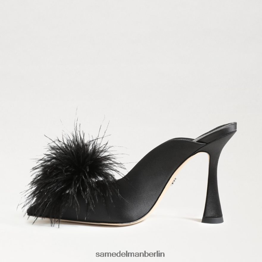 Sam Edelman Anthony-Feder-Mule-Pumpe Frauen schwarzer Satin Schuhwerk 2P8JNV725 - Image 4