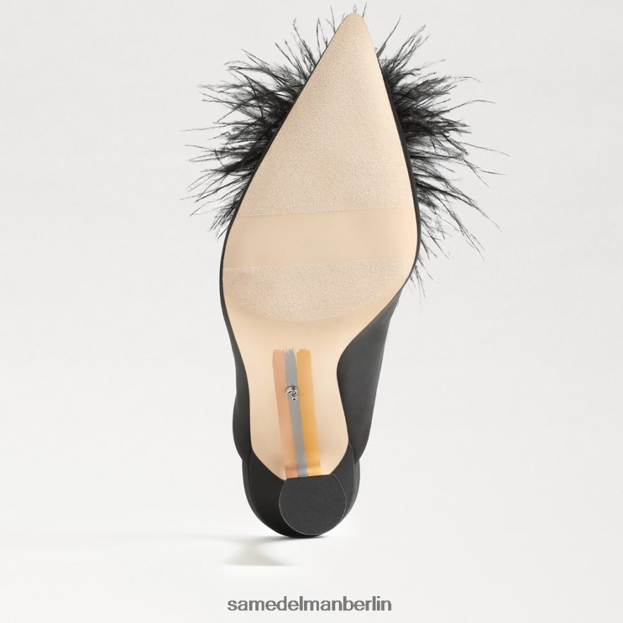 Sam Edelman Anthony-Feder-Mule-Pumpe Frauen schwarzer Satin Schuhwerk 2P8JNV725 - Image 6
