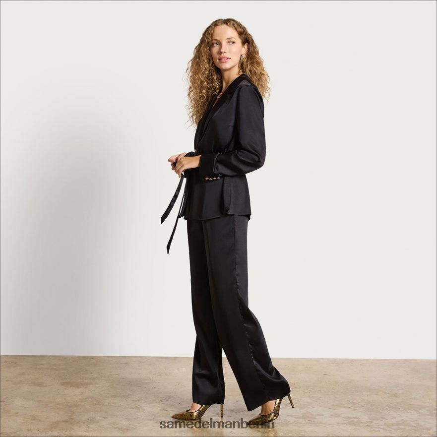 Sam Edelman Codie-Hose mit hohem Bund und weitem Bein Frauen schwarzer Satin Bekleidung 2P8JNV1235 - Image 2