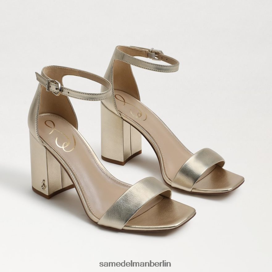 Sam Edelman Daniella Sandale mit Blockabsatz Frauen Goldmetallic-Leder Schuhwerk 2P8JNV304 - Image 1