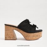 Sam Edelman Dova Plateau-Keilabsatz Frauen schwarzes Leinen Schuhwerk 2P8JNV348 - Image 2