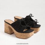 Sam Edelman Dova Plateau-Keilabsatz Frauen schwarzes Leinen Schuhwerk 2P8JNV348
