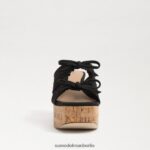 Sam Edelman Dova Plateau-Keilabsatz Frauen schwarzes Leinen Schuhwerk 2P8JNV348 - Image 3
