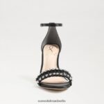 Sam Edelman Evelynn Riemchenabsatz Frauen schwarzer Satin Schuhwerk 2P8JNV609 - Image 3