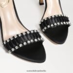 Sam Edelman Evelynn Riemchenabsatz Frauen schwarzer Satin Schuhwerk 2P8JNV609 - Image 7