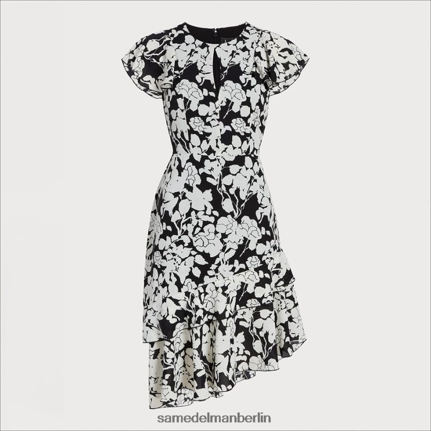 Sam Edelman florales asymmetrisches Kleid Frauen Schwarz-Weiss Bekleidung 2P8JNV1153 - Image 5