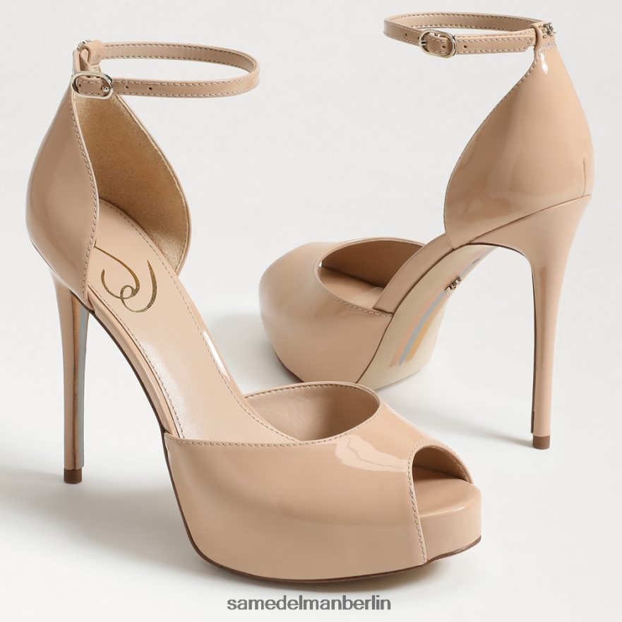 Sam Edelman Florencia Peeptoe-Plateau-Absatz Frauen Beige-Rouge-Lack Schuhwerk 2P8JNV768 - Image 7