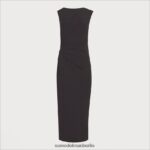 Sam Edelman gerafftes Midikleid Frauen Schwarz Bekleidung 2P8JNV1080 - Image 5