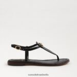 Sam Edelman Gigi Signet Zehenstegsandale Frauen schwarzes Leder Schuhwerk 2P8JNV557 - Image 2