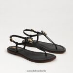 Sam Edelman Gigi Signet Zehenstegsandale Frauen schwarzes Leder Schuhwerk 2P8JNV557