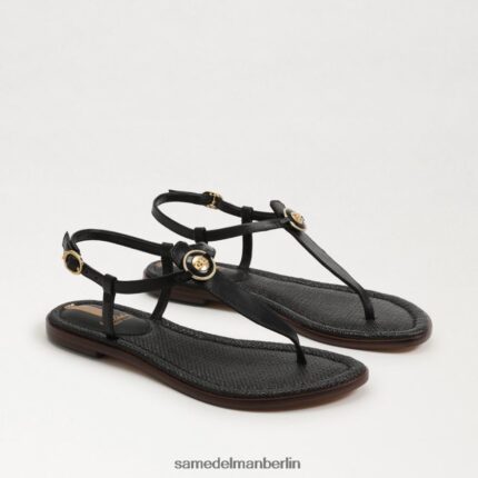Sam Edelman Gigi Signet Zehenstegsandale Frauen schwarzes Leder Schuhwerk 2P8JNV557