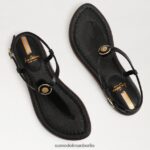 Sam Edelman Gigi Signet Zehenstegsandale Frauen schwarzes Leder Schuhwerk 2P8JNV557 - Image 7