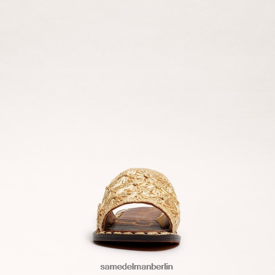 Sam Edelman Giovanna Raffiabast-Slide-Sandale Frauen Gold Blatt Schuhwerk 2P8JNV71 - Image 3