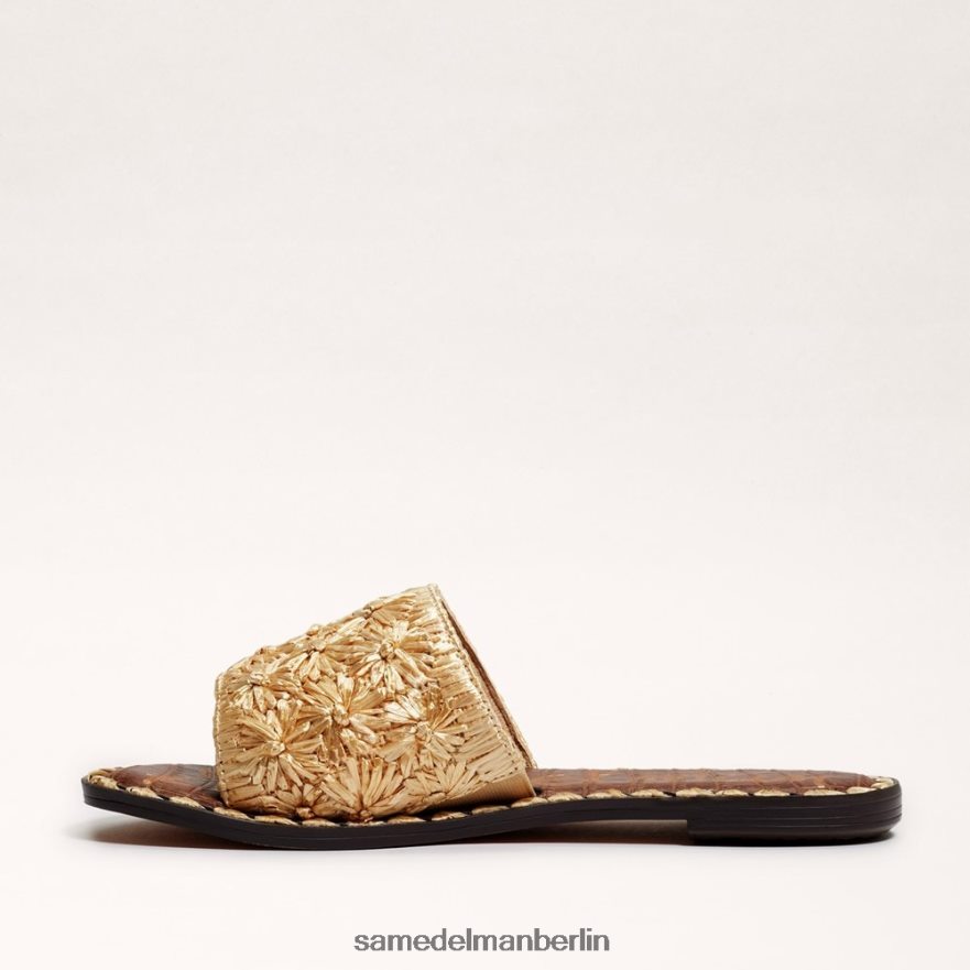 Sam Edelman Giovanna Raffiabast-Slide-Sandale Frauen Gold Blatt Schuhwerk 2P8JNV71 - Image 4