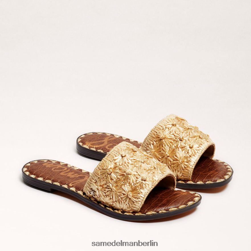 Sam Edelman Giovanna Raffiabast-Slide-Sandale Frauen Gold Blatt Schuhwerk 2P8JNV71 - Image 1