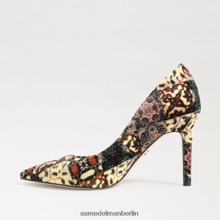 Sam Edelman Haselnussbrauner spitzer Zehenabsatz Frauen Elfenbein-Multi-Samt Schuhwerk 2P8JNV135 - Image 4