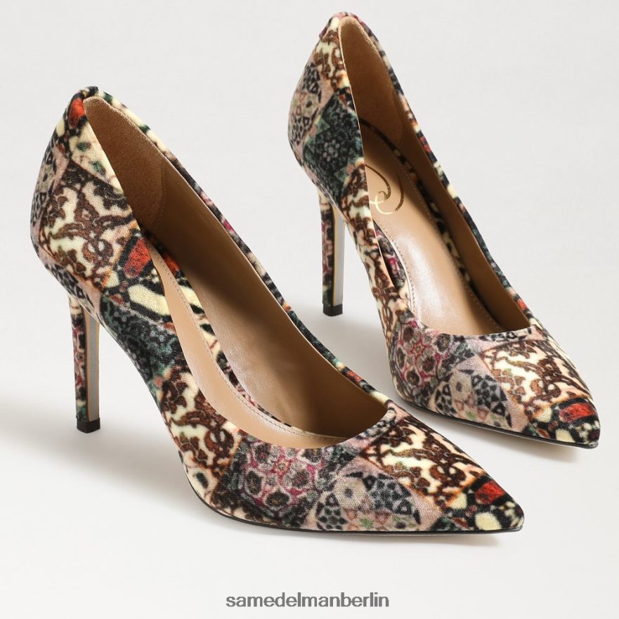 Sam Edelman Haselnussbrauner spitzer Zehenabsatz Frauen Elfenbein-Multi-Samt Schuhwerk 2P8JNV135 - Image 6