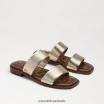 Sam Edelman Haydee Slide-Sandale Frauen Blattgoldleder Schuhwerk 2P8JNV574