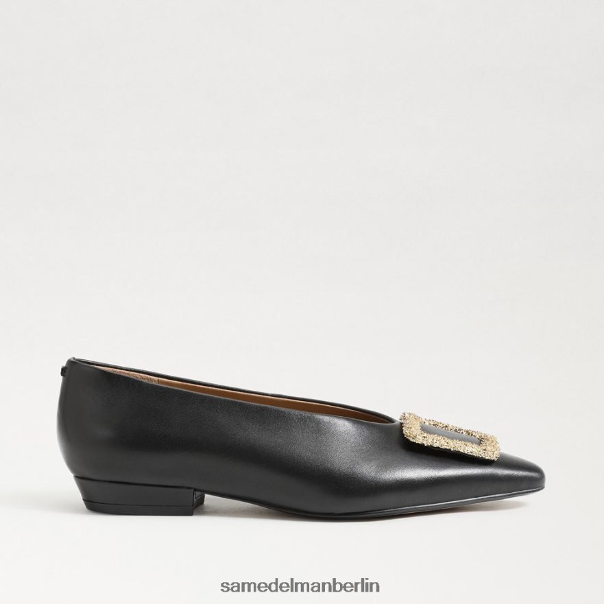Sam Edelman Janina spitze Zehenpartie flach Frauen schwarzes Leder Schuhwerk 2P8JNV394 - Image 2