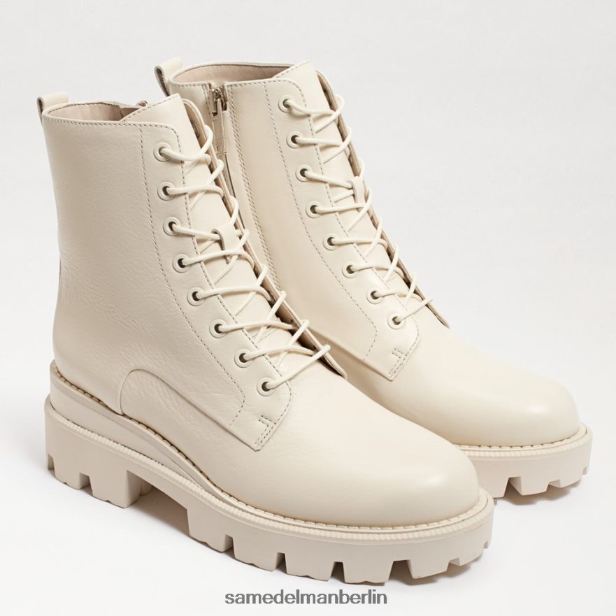 Sam Edelman Kampfstiefel mit Mansarden-Plateau Frauen modernes elfenbeinfarbenes Leder Schuhwerk 2P8JNV625 - Image 1