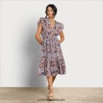 Sam Edelman Kenna Midikleid Frauen blau geblümt Bekleidung 2P8JNV1100