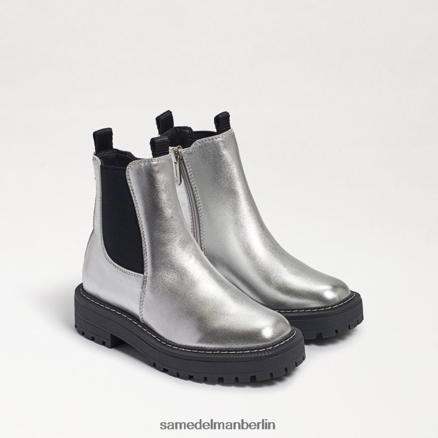Sam Edelman Laguna Chelsea-Stiefel Kinder weiches silbernes Leder Schuhwerk 2P8JNV969 - Image 1