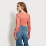 Sam Edelman Langarm-Julian-Top Frauen Canyon-Ton Bekleidung 2P8JNV1267 - Image 4