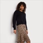 Sam Edelman Langarm-Strick-Cami-Midikleid Frauen Leopard Bekleidung 2P8JNV1138 - Image 3