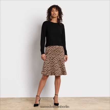 Sam Edelman Langarm-Strick-Cami-Midikleid Frauen Leopard Bekleidung 2P8JNV1138