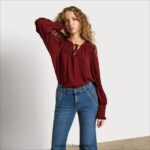 Sam Edelman Langarm-Varick-Oberteil Frauen Krappbraun Bekleidung 2P8JNV1248 - Image 3