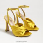 Sam Edelman Lavendelfarbener Riemchenabsatz Frauen ockerfarbener Satin Schuhwerk 2P8JNV947