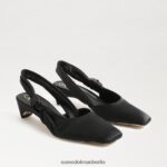 Sam Edelman Meredith Slingback-Kitten-Heel Frauen schwarzer Satin Schuhwerk 2P8JNV876