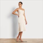 Sam Edelman Midikleid mit Wasserfallausschnitt Frauen beige ecru Bekleidung 2P8JNV1107 - Image 2