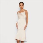 Sam Edelman Midikleid mit Wasserfallausschnitt Frauen beige ecru Bekleidung 2P8JNV1107 - Image 3