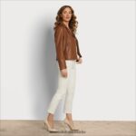 Sam Edelman Motorradjacke aus Leder Frauen Cognac Bekleidung 2P8JNV1180 - Image 2