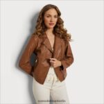 Sam Edelman Motorradjacke aus Leder Frauen Cognac Bekleidung 2P8JNV1180 - Image 3