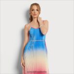 Sam Edelman Ombre-Plissee-Midikleid Frauen Blau Rosa Bekleidung 2P8JNV1131 - Image 3