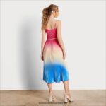 Sam Edelman Ombre-Plissee-Midikleid Frauen Blau Rosa Bekleidung 2P8JNV1131 - Image 4