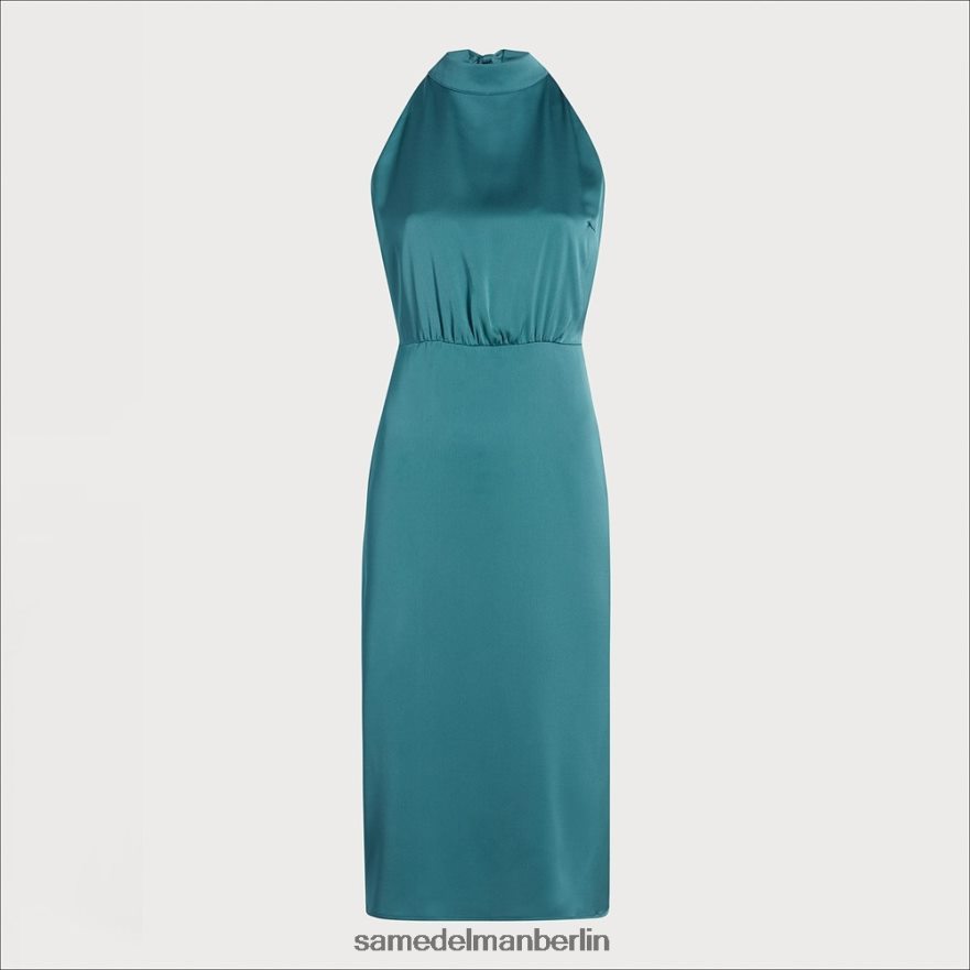 Sam Edelman Schmales, hochgeschlossenes Midikleid aus gehämmertem Satin Frauen Industriegrün Bekleidung 2P8JNV1096 - Image 5
