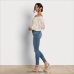 Sam Edelman Stevie Ruch Langarmshirt Frauen Gardenie Bekleidung 2P8JNV1178 - Image 2