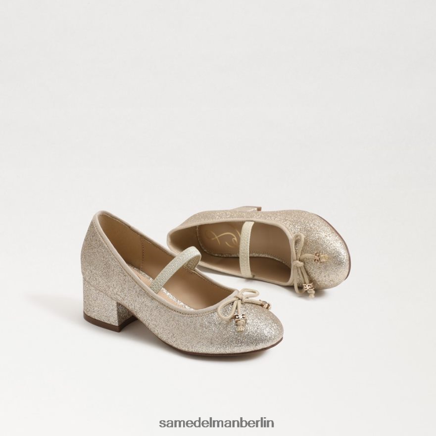 Sam Edelman Tyra Mary Jane mit Blockabsatz Kinder Gold Blatt Schuhwerk 2P8JNV980 - Image 7
