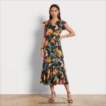 Sam Edelman Wickel-Midikleid mit Blumenmuster Frauen schwarz-multi Bekleidung 2P8JNV1098