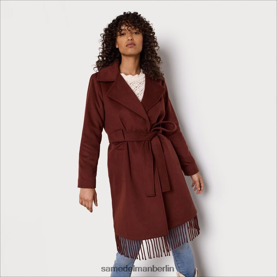 Sam Edelman Wickelmantel mit Fransen und Gürtel Frauen Kastanie Bekleidung 2P8JNV1238 - Image 3