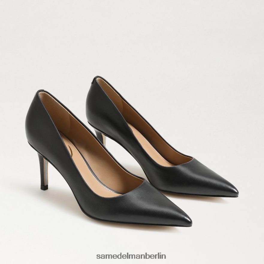 Sam Edelman Wiener Kitten-Heel-Pumpe Frauen schwarzes Leder Schuhwerk 2P8JNV209 - Image 1