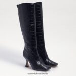Sam Edelman Adi kniehoher Stiefel Frauen schwarzes Krokodil Schuhwerk 2P8JNV870
