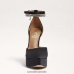 Sam Edelman Andie-Plateau-Absatz Frauen schwarzer Satin Schuhwerk 2P8JNV761 - Image 3