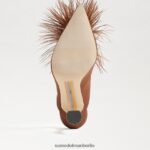 Sam Edelman Anthony-Feder-Mule-Pumpe Frauen Kakaobrauner Satin Schuhwerk 2P8JNV726 - Image 6