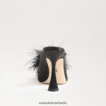 Sam Edelman Anthony-Feder-Mule-Pumpe Frauen schwarzer Satin Schuhwerk 2P8JNV725 - Image 5