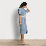 Sam Edelman Arya Midikleid Frauen blaues Chambray Bekleidung 2P8JNV1109 - Image 2